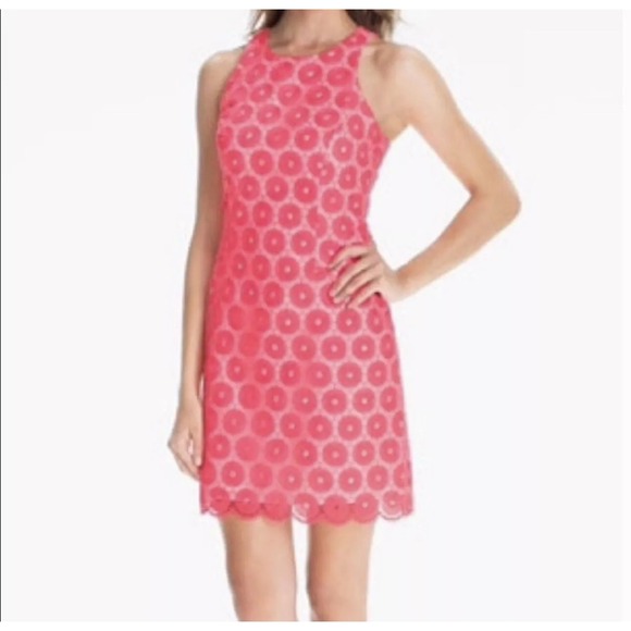 LILLY PULITZER Pearl Dress Sz 4 Fiesta‎ Pink Embroidered Pinwheel Organza Lined - Picture 4 of 12